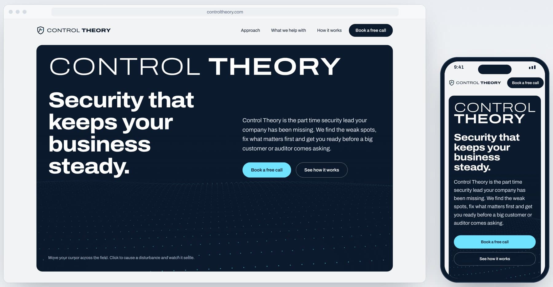 The Control Theory landing page on desktop and phone
